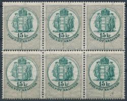 1891 15kr hatostömb / block of 6