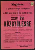 1895 Győrvárosi Takarékpénztár hirdetménye 1kr hirdetménybélyeggel 30x42 cm