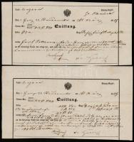 1859 Két azonos napi nyugta 12kr illetékbélyeggel / same day receipts