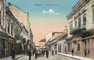 Ungvár, Uzhorod; Nagyhíd utca, Güntzler Henrik üzlete / street view, shops (EB)