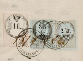 1866 Végzés 1Fl + 36kr +2kr  fehér + kékes papírral