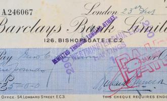 1929 London, Barclays bank váltója / Bill