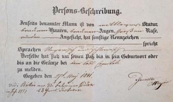 1841 Magyar katona elbocsájtó levele / Hungarian soldier disarming warrant 56x48 cm