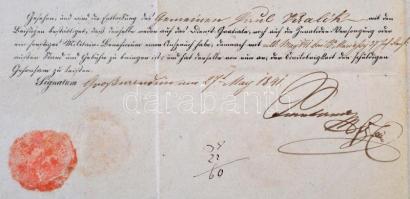 1841 Magyar katona elbocsájtó levele / Hungarian soldier disarming warrant 56x48 cm