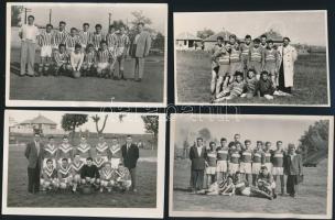 1956-1961 Heves megyei foci válogatott, illetve megyei futball csoportok, 9 db hátoldalt részben fel...