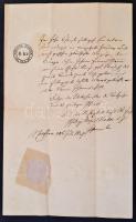 1837 Hesseni Nagyhercegség okmány 6kr szignetta és egyházi szárazpecsét / Dukedom of Hessen document with signetta and wax seal