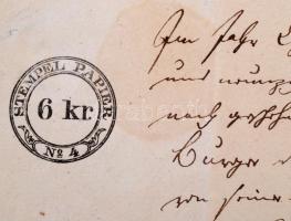 1837 Hesseni Nagyhercegség okmány 6kr szignetta és egyházi szárazpecsét / Dukedom of Hessen document...