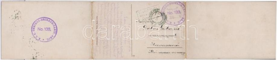 Banja Luka, Banjaluka; Three-tiled panoramacard + K.u.K. Gebirgs-Brigade-Sanit. Anst. No. 103. (bent...