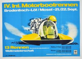 1982 Brodenbach, NSZK, Nemzetközi motorcsónakverseny (Int. Motorbootrennen) plakátja, 2 db, hajtott,...