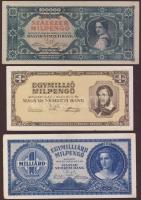 1946. 100.000 Milpengő + 1.000.000 Milpengő + 1.000.000.000 Milpengő T:I-