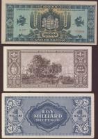 1946. 100.000 Milpengő + 1.000.000 Milpengő + 1.000.000.000 Milpengő T:I-