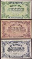 1946 50.000 AP "vékony betűs szöveggel" + 100.000 AP vízjeles papíron + 500.000 AP fehér vízjel nélküli papíron T:I, I-
