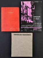 Vegyes építészeti témájú könyv, 3 db:  Granasztói Pál: Ember és látvány városépítészetünkben. Bp., 1972, Akadémiai Kiadó. Kiadói egészvászon kötés, jó állapotban. Gerő László: Történelmi városrészek. Bp., 1971, Műszaki Könyvkiadó. Kiadói vászonkötés, jó állapotban. Bierbauer Virgil: A magyar építészet története.Bp., é.n., Magyar Szemle Társaság. Kiadói egészvászon kötésben.