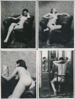 cca 1940 Délutáni pihenő, erotikus fotósorozat, 4 db fotó, 11,5x9 cm / 4 erotic photos
