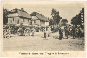 Ivangorod, Iwangorod; Vormarsch Österr.-ung. Truppen. Allenvertrieb Buchhandlung Karl Schmelzer / WWI Austro-Hungarian military outpost in Russia