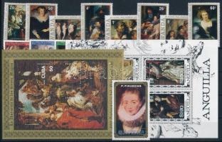 Rubens paintings 1972-1983 5 blocks + 2 stamps + 1 stamp, Rubens festmények 1972-1983 5 klf blokk + 2 klf sor + 1 önálló érték 2 db stecklapon