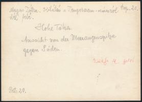 cca 1910 Magas-Tátra, kilátás a Tengerszem-csúcsról dél felé, Erdélyi Mór felvétele, hátulján felira...