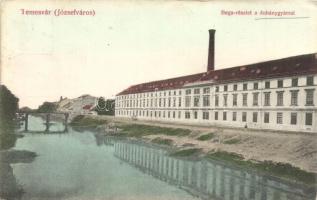 Temesvár, Timisoara; Józsefváros, Béga részlet a dohánygyárral, híd / riverside, tobacco factory, bridge (EK)