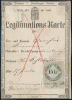 1861 Igazolási jegy magyar címerrel felsőszénégetői lakosnak / Hungarian ID forl Oberkohlstätten cit...