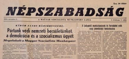 1956 Népszabadság 1956. november 2.,3. számai. I. évfolyam 1.,2. szám. Papírkötés
