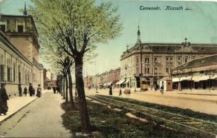 Temesvár, Timisoara; Kossuth Lajos utca, villamos, Pátria kiadása / street view, tram (r)
