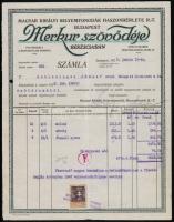 1923 Bp., A Magyar Királyi Selyemfonodák haszonbérlete R.T. Merkur szövödéje díszes fejléces számla illetékbélyeggel