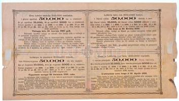 Budapest 1886. "III. Kincsem Sorsjáték" 1Ft értékű sorsjegye T:III hátoldalon ragasztónyom...