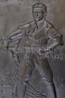 cca 1920-1945 "Nem tűrjük tovább", irredenta fém dombormű, fa keretben, 24×17 cm