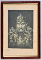 1920 Erhardt Ernő (1898-?): Vivat Hungaria Irredenta. Műlap üvegezett keretben, 22,5×15,5 cm