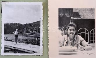 cca 1942 Erdélyi körutazás képei: Kolozsvár, Marosvásárhely, Szováta, stb., albumlapokra ragasztva, ...