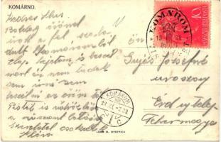 Komárom, Komárno; utcakép éjjel, üzletek / street view at night, shops, '1938 Komárom visszatér...