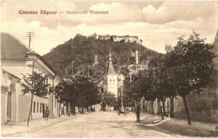 Barcarozsnyó, Rozsnyó, Rasnov, Rosenau; utcakép a várral / street view with the castle