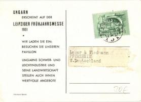 1951 Ungarn auf der Leipziger Frühjahrmesse / Hungary at the Leipzig Spring Fair, advertisement card...