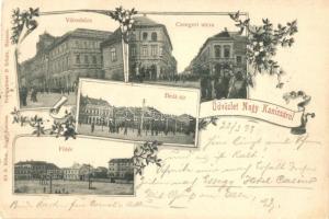1899 Nagykanizsa, Városháza, Csengeri utca, Deák tér, Fő tér, üzletek. Alt & Böhm floral, Art Nouveau