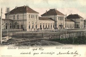 Szatmárnémeti, Satu Mare; vasútállomás. Hollósi felvétele / Gara / Bahnhof / railway station (fa)