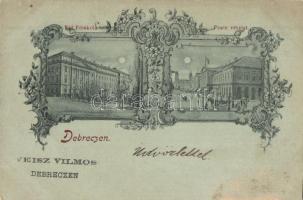 1899 Debrecen, Református főiskola, piac. Este Art Nouveau
