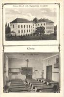 Kőszeg, Ferenc József katolikus főgimnázium. Az I. osztály terme, belső. Art Nouveau (fa)