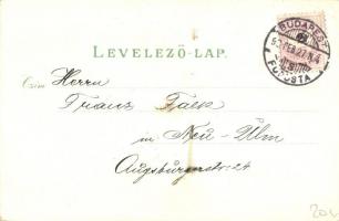 1898 Budapest, Tabán, Ferenc József rakpart és Gellérthegy, Császár fürdő. Kunstanstalt Rosenblatt F...