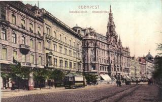 Budapest VII. Erzsébet körút a New York palotával, villamos (EK)