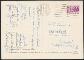 1968  BVSC vízilabda csapatának tagjai által hazaküldött képeslap aláírásokkal