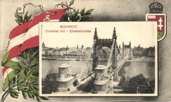 Budapest, Erzsébet híd, Magyar zászlós és címeres keret