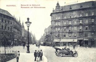 Budapest VII. Baross tér és Rákóczi út, villamos, Központi szálloda, étterem és kávéház, automobil (EK)