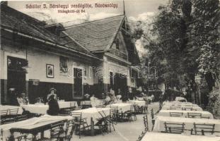 Budapest II. Hűvösvölgy, Hidegkúti út 84. Schüller J. Hárshegyi vendéglője, kerthelyiség, terasz (EK)