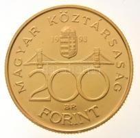 1993. 200Ft Ag "MNB" aranyozott forgalmi érme T:1-