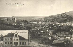 Szelindek, Stolzenburg, Slimnic; látkép, evangélikus iskola / school with panorama view