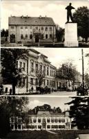 Marcali, Járásbíróság, Szovjet hősi emlék, áruház - 4 db MODERN fekete-fehér képeslap / 4 modern pos...