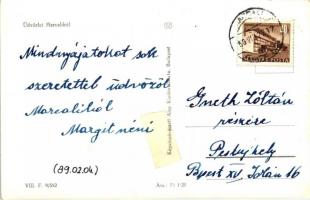 Marcali, Járásbíróság, Szovjet hősi emlék, áruház - 4 db MODERN fekete-fehér képeslap / 4 modern pos...