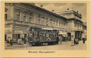 Nyíregyháza, Néplap kiadóhivatala, villamos, Krúdy szálló, sóstó, Tisza Kisvendéglő - 4 db MODERN fe...