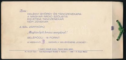 1955  Sopron, a valéta bál díszes meghívója programmal