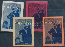 1914 Országos Mozinap 4 klf levélzáró